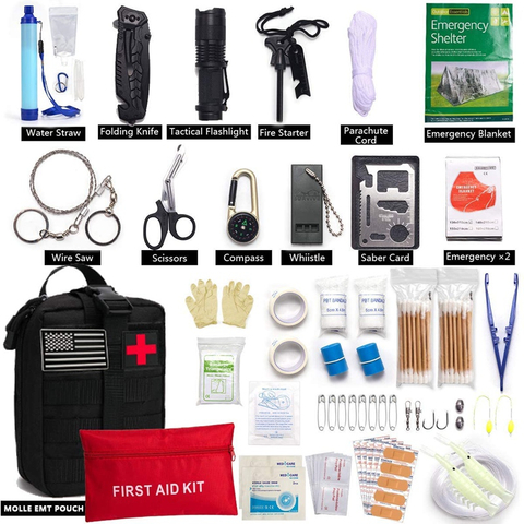 Tomato 250-piece Survival First Aid Kit, Molle System Compatible with Nylon Outdoor Gear, Camping, Hiking, and First Aid