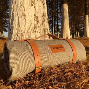 Tomato Outdoor Foldable High-Quality Waterproof Acrylic Blend Soft Herringbone Pattern Portable Picnic for All Seasons